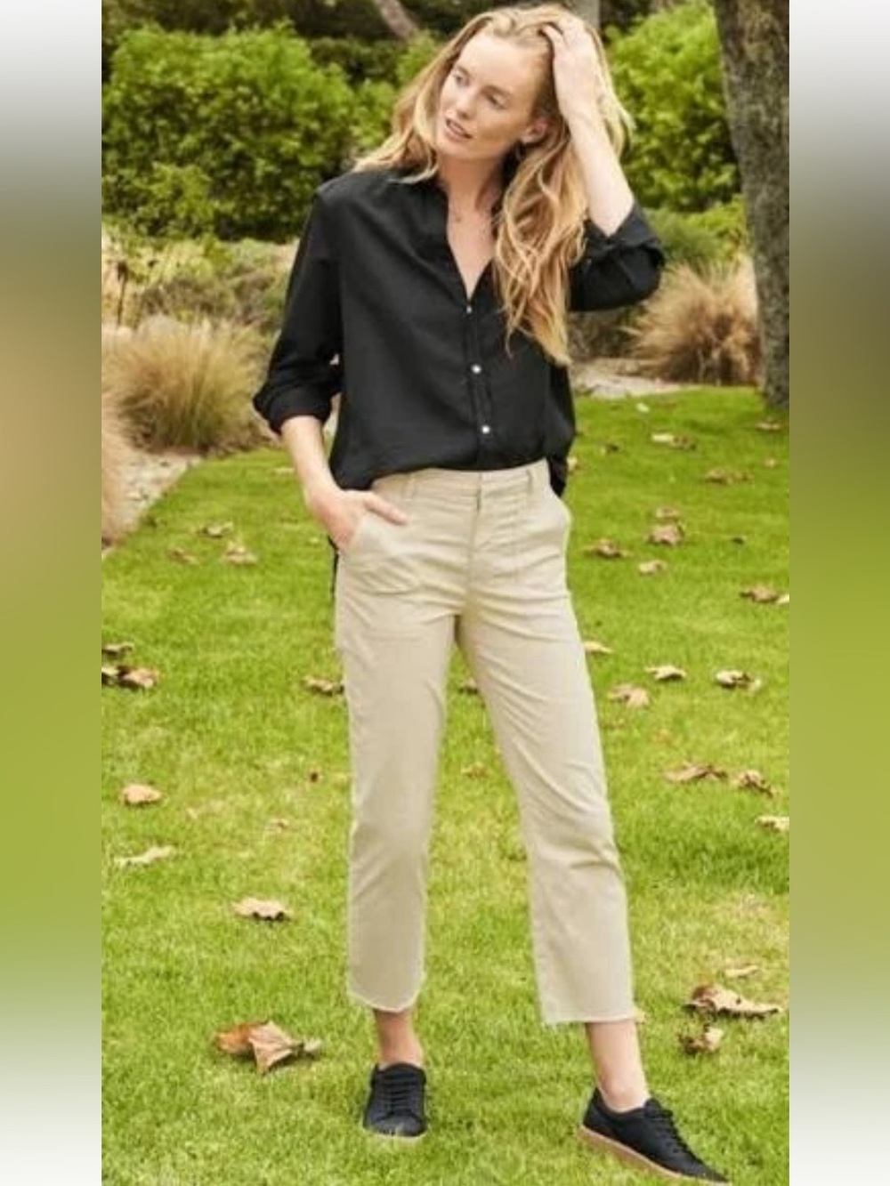 FRANK & EILEEN Blackstone Utility Crop Pants Khaki 6 EUC